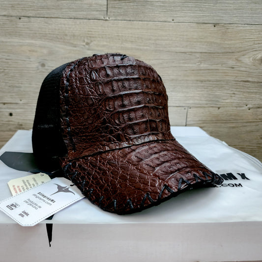 Corona: Gorra Piel de Cocodrilo. Café