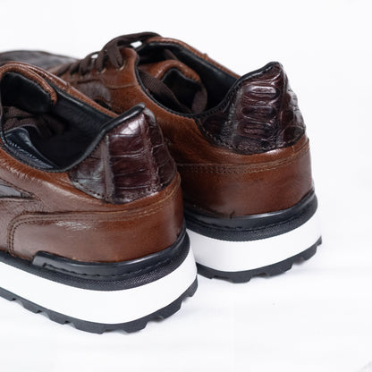 Tenis Piel Caiman. Café. Casual.