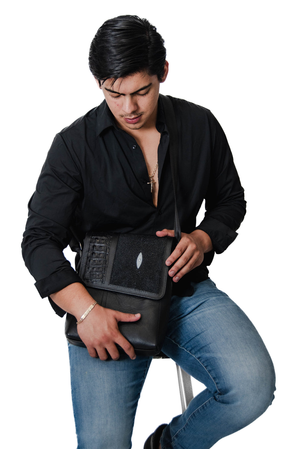 Mochila/Bandolera Mantarraya Rey y Piel de cocodrilo. – StingrayMx